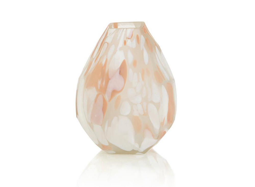 Blush Rock Glass Vase 10"h