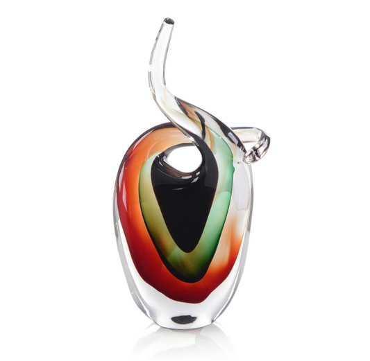Handblown Red Art Deco Scupture 17.25"h