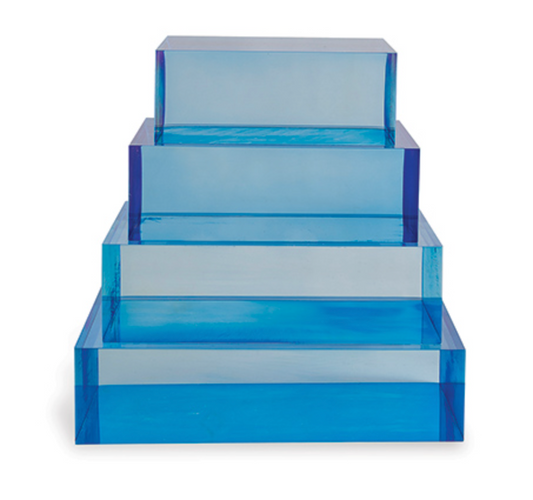 Blue Lucite Square Stand 6x6x2"h
