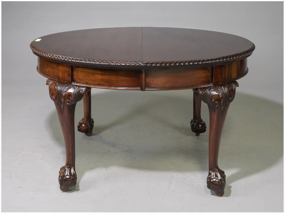 1920s Brit. Ball & Claw Oval Table 71x42x23.5h