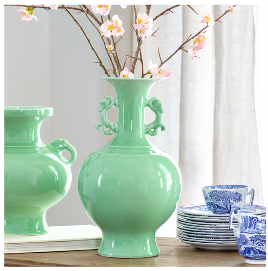 Celadon Glaze Gourd Vase 14"h