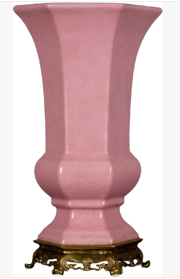 Pink Porcelain Vase 11.5"h