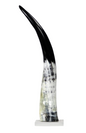 Black and White Cow Horn on Base Med 21"