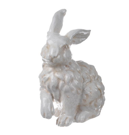Ceramic Long Eared Rabbit White 14"