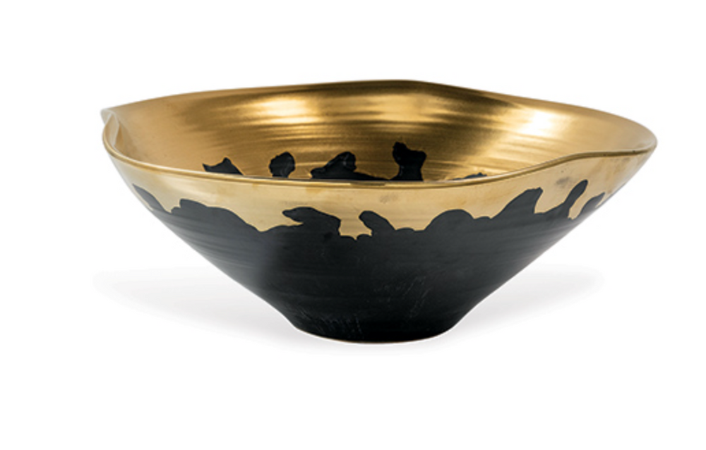 Nicole Black and Gold Bowl 22x8h