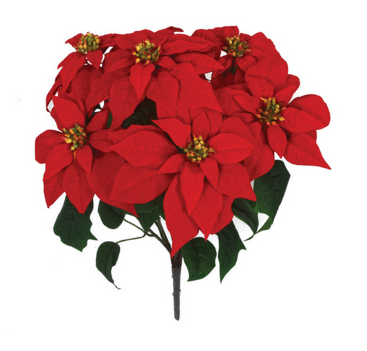 23" Velvet Poinsettia Bush