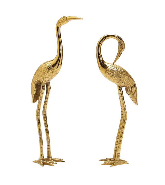 Brass Crane Sculptures Set/2 20-22"h