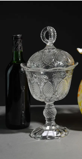 Crystal Candy Dish with Lid 13"h