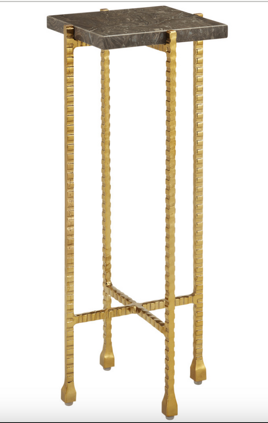 Flying Marble Gold Drink Table 9.25x9.25x23.5"h