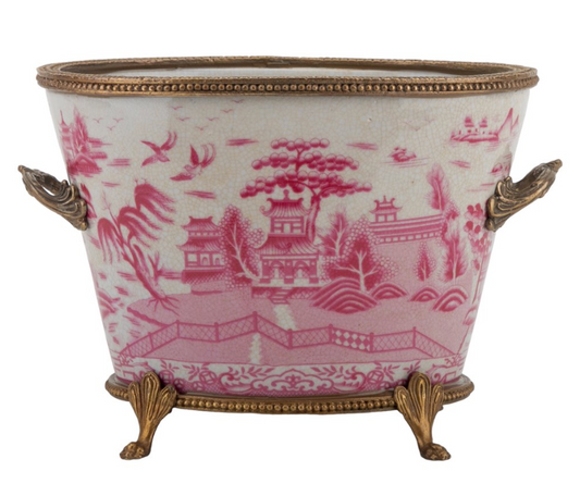 Pink Willow w/ Bronze Basin 8.5x6x6"h