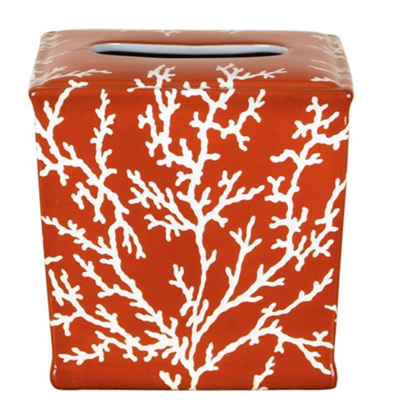 Orange Coral Porcelain Tissue Box