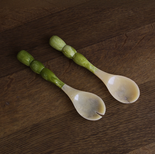 Rio Bubble Resin Salad Servers - Green