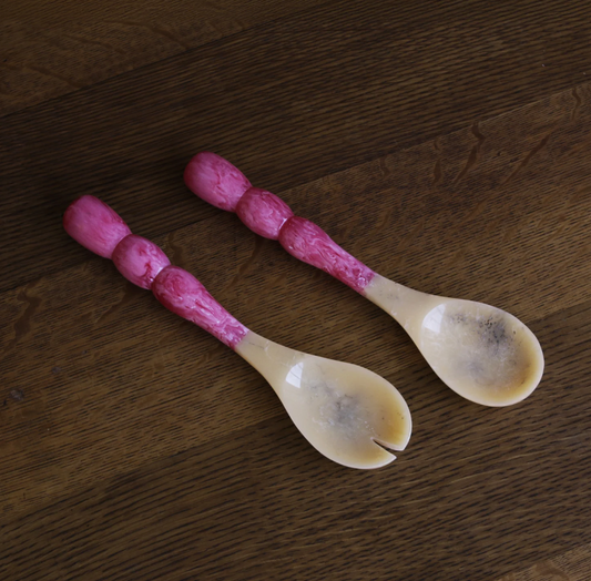Rio Bubble Resin Salad Servers - Pink