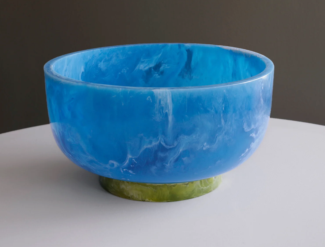 Rio Lg Round Bowl w/ Base - Blue/Green