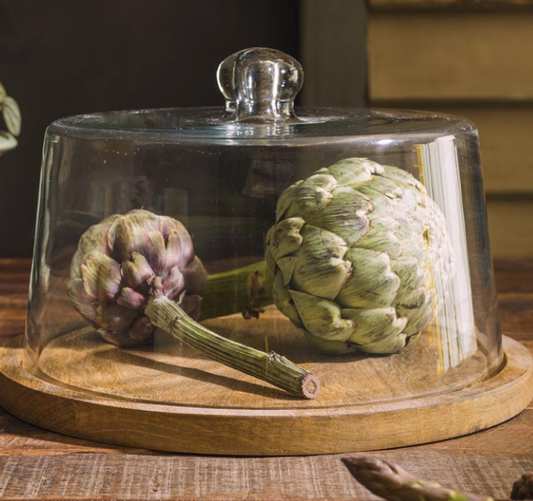 Round Tray w/ Glass Cover