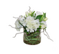 Glass w/ Hydrangeas, Roses, Tulips & Grass 15"h