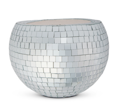 8" Silver Disco Ball Planter