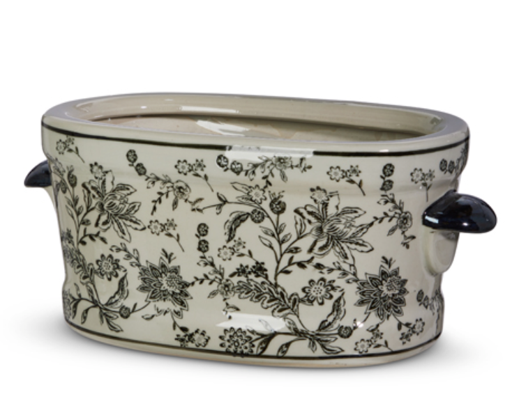 Brown and Ivory Planter 14.5x8x6"h