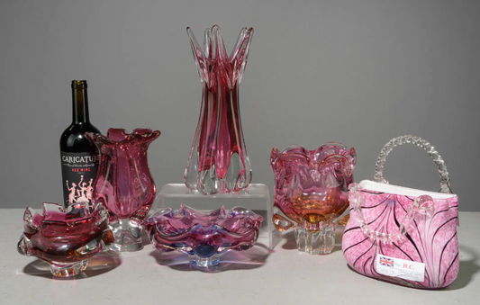 Assorted Pink Vtg. Art Glass