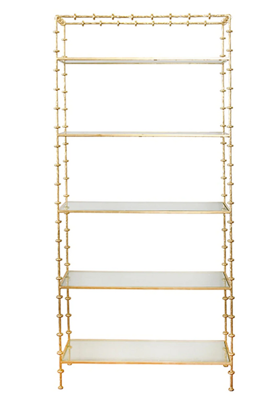 Gold and Glass Etagere 37x15x80"h