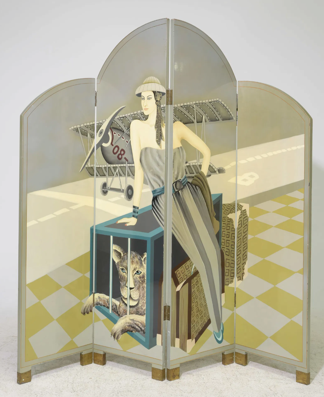 Art Deco Style Four Panel Screen - 72 in tall x 18 x 5