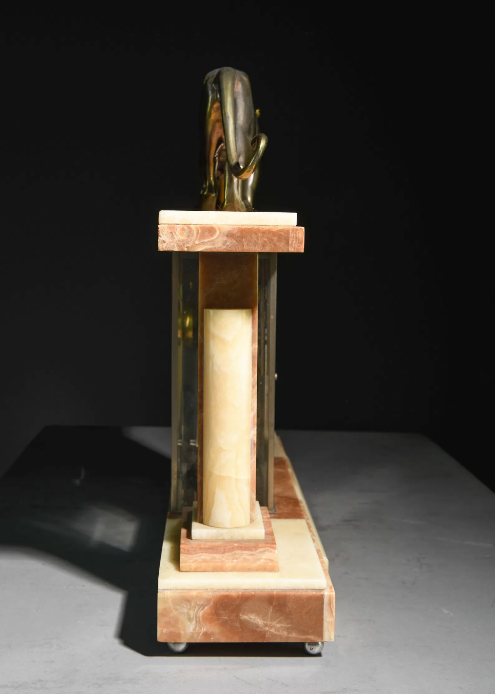 Art Deco Panther Mantle Clock 19.75"h