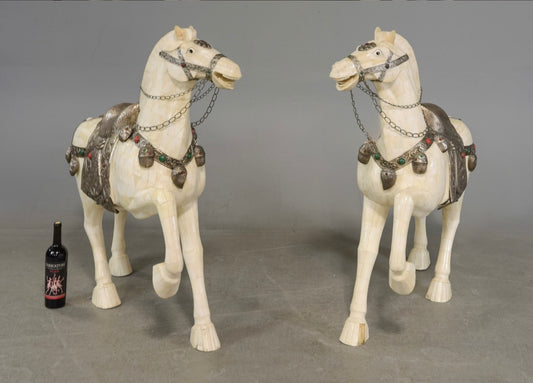 PAIR Chinese Tang Dyn Style Hore Statues 43x14x42"h
