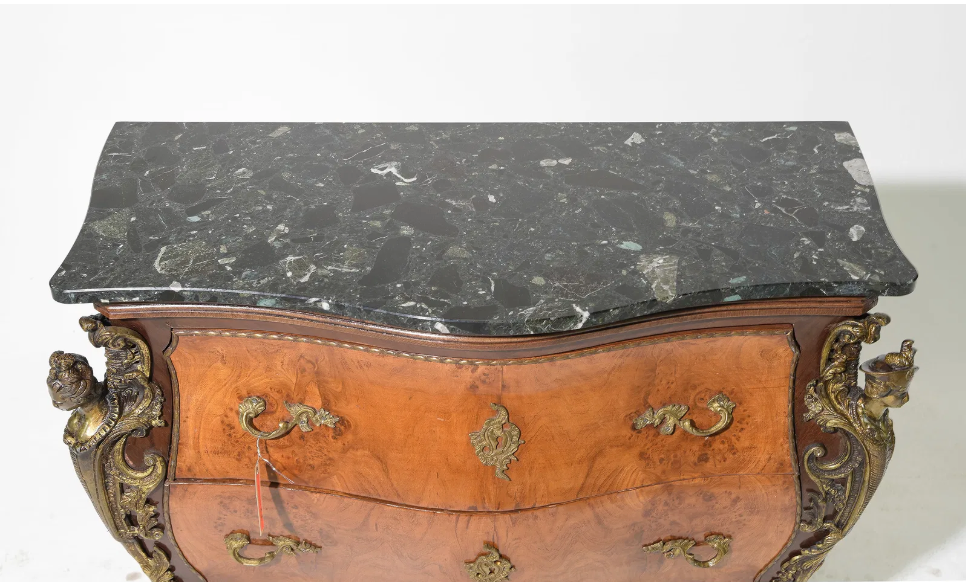 PAIR Empire Style Chest w/ Bronze & Marble 39.5x18x35.75"h