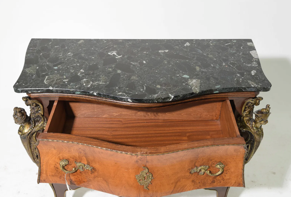 PAIR Empire Style Chest w/ Bronze & Marble 39.5x18x35.75"h