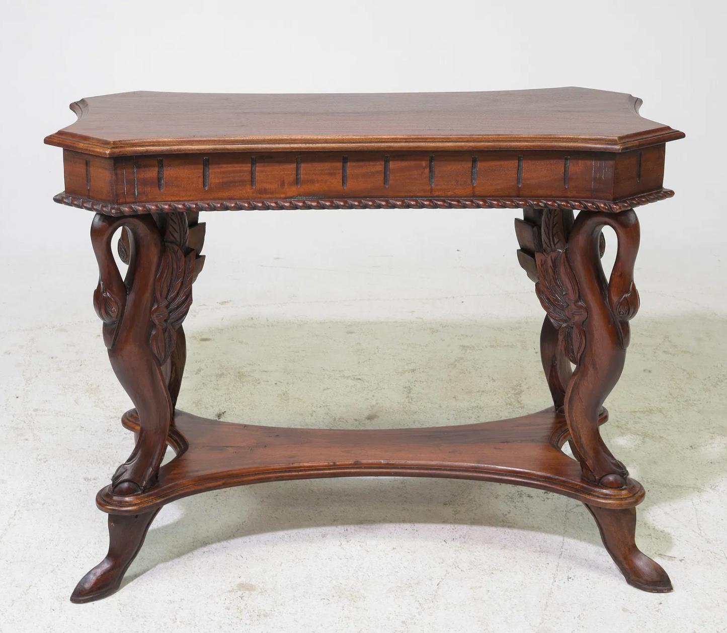 Ital Style Carved Swan Table 36.5x16x27.5"h