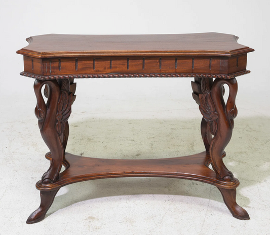 Ital Style Carved Swan Table 36.5x16x27.5"h