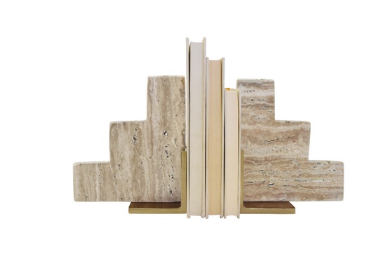 Steps Travertine Bookends 7x7.5"h