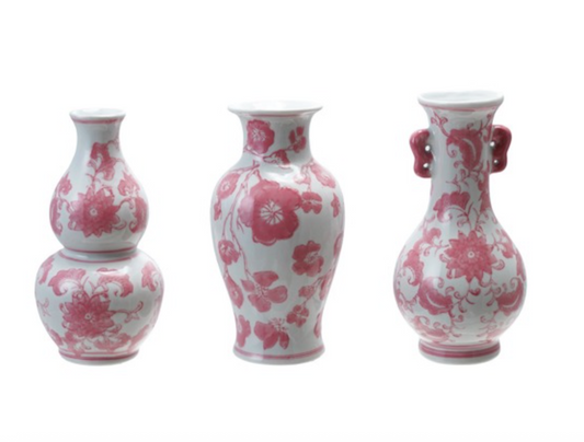 Single Pink Pattern Vase 7" Asst.