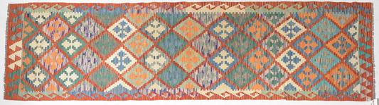 Hand Knotted Kilim Runner 9'8"x2'8"