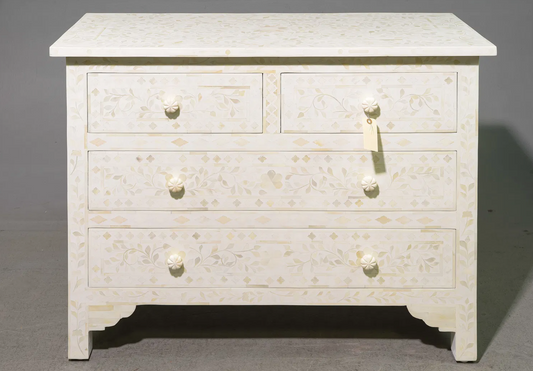 4 Drawer White Buffalo Bone Inlaid Chest 42 x 18x32"h