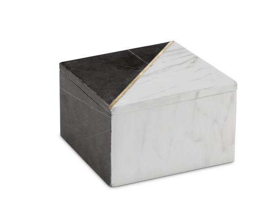 Deena Blk/Wht Marble Box 6x6x4"h