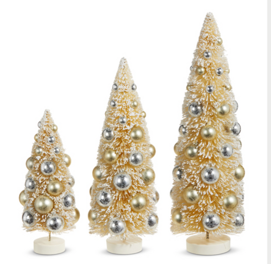 Snowy Bottle Brush Trees Set/3