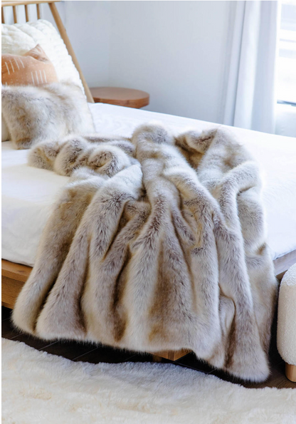 Faux Blonde Fox Throw 60x72"