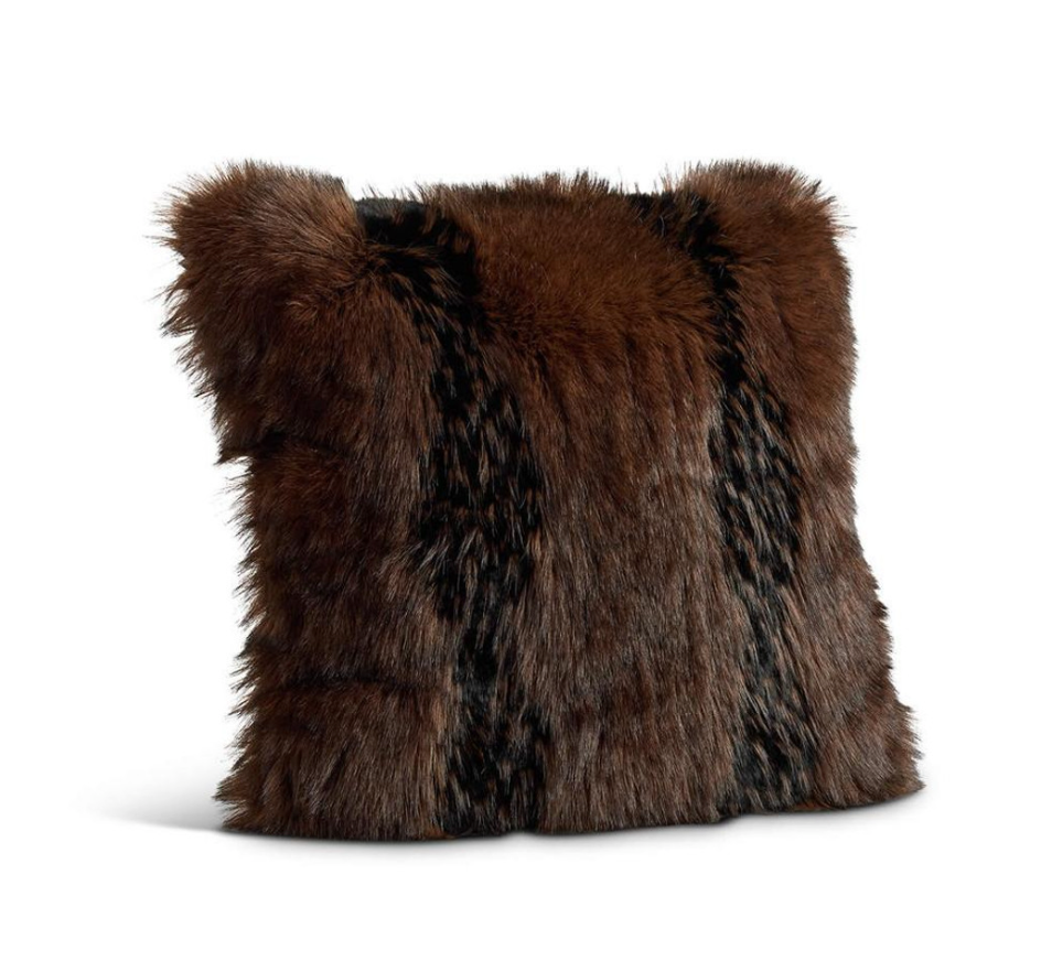 Chocolate Fox Faux Fur Pillow 18x18"
