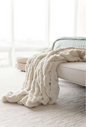 Couture Ivory Mink Faux Fur Throw 60x60"