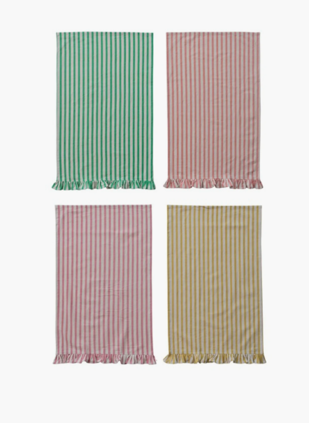 Ruffle Striped Tea Towel Asst.