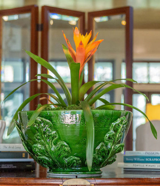 Acanthus Leaf Green Bowl 16d x 7.75"h