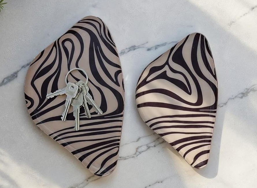 Set/2 Enameled Zebra Trays