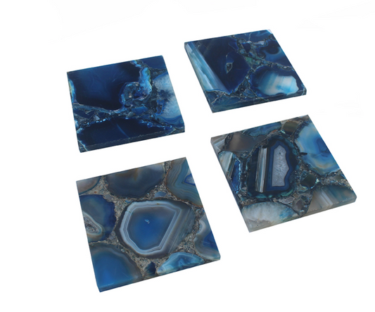 Blue Agate Coasters Set/4