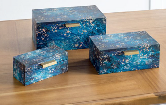 Blue & Gold Decorative Box Asst.