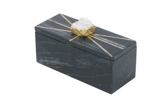 Black Marble Box with Amethyst