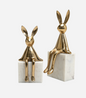 Marble and Brass Bunny Sculptures Set/2