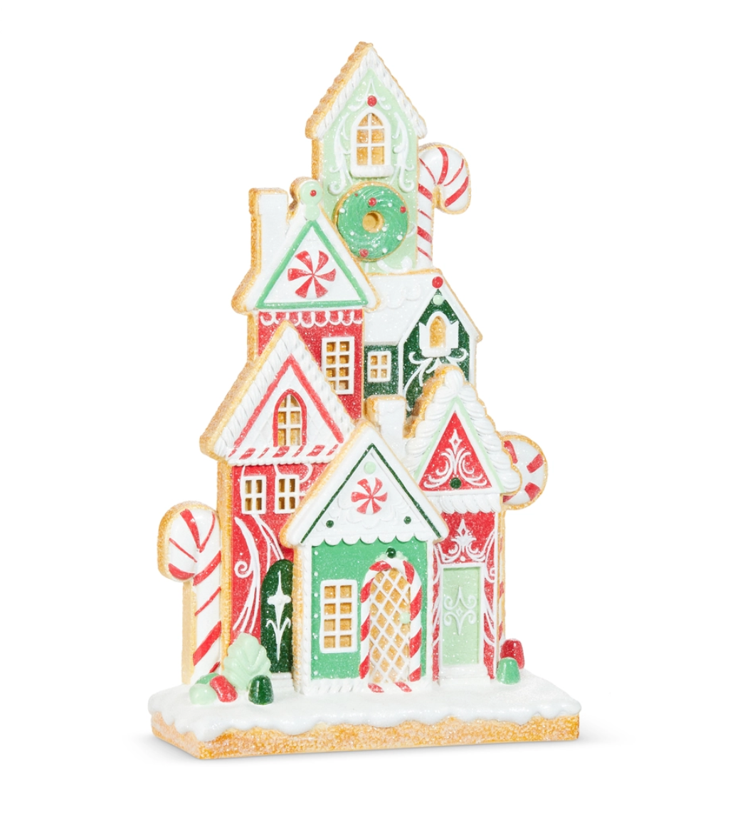 Peppermint Gingerbread House 16"h