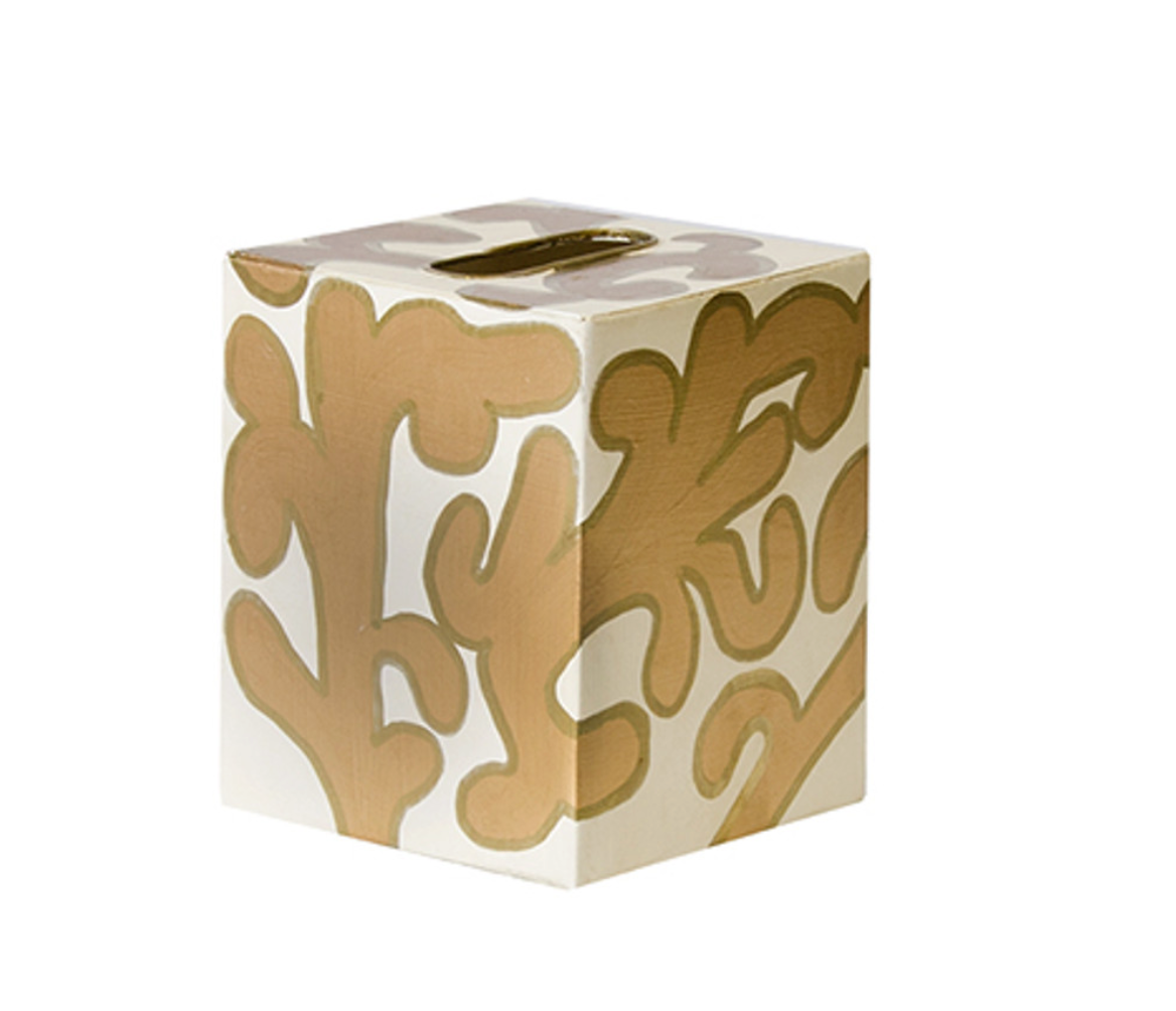 KLEENEX BOX GOLD AND CREAM