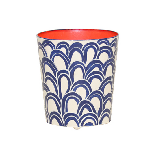 Oval Wastebasket Navy, Cream & Orange